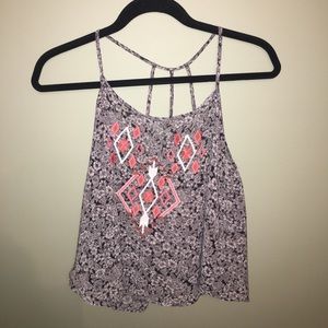 black patterned semi crop top